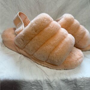 UGG Soft Peach Fluffy Slippers